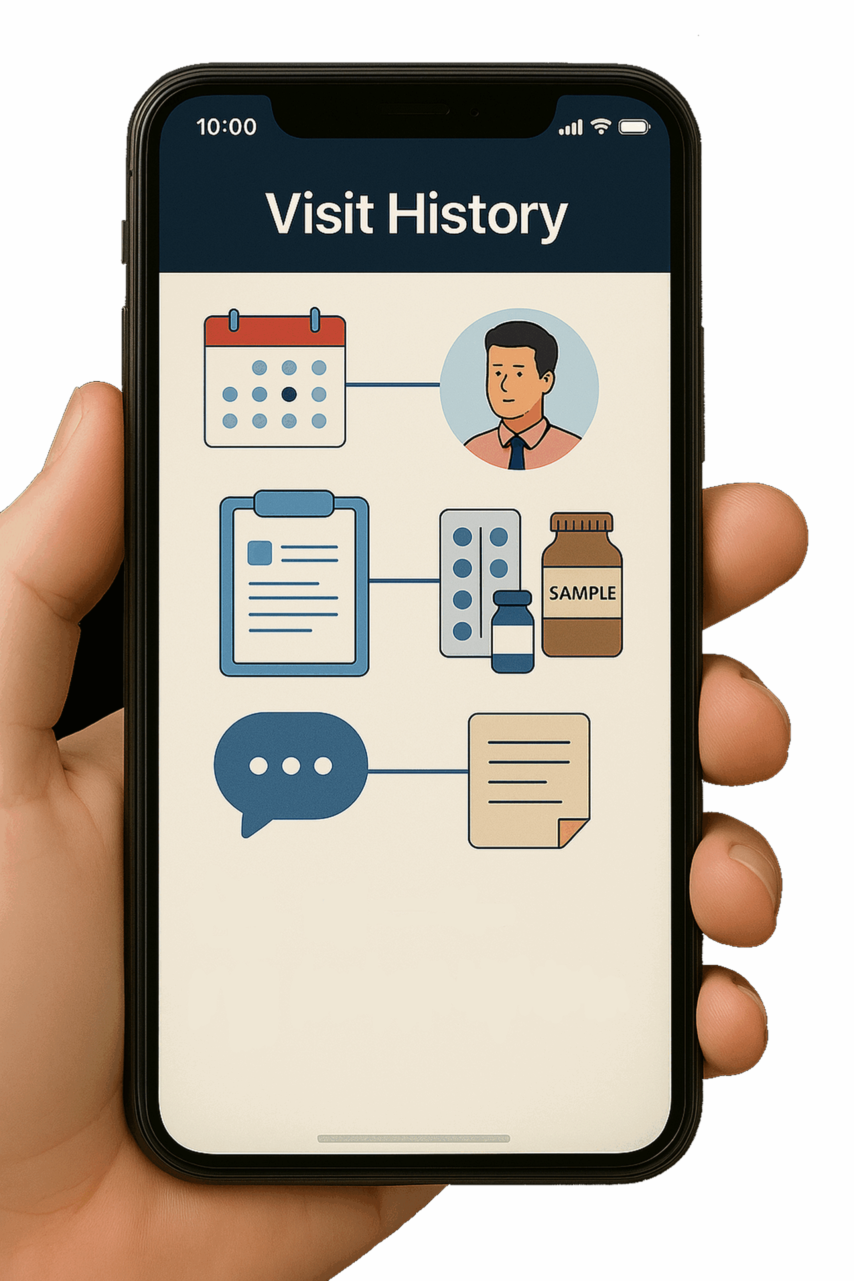 A guy holding a phone showing Visit History